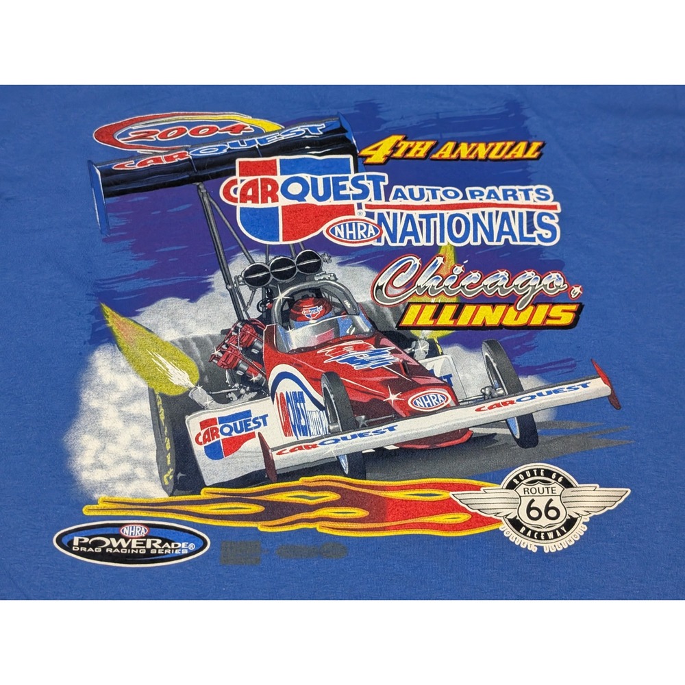 Gildan T-Shirt Mens XL Blue NHRA Nationals 2004 Carquest Drag Racing Graphic Tee